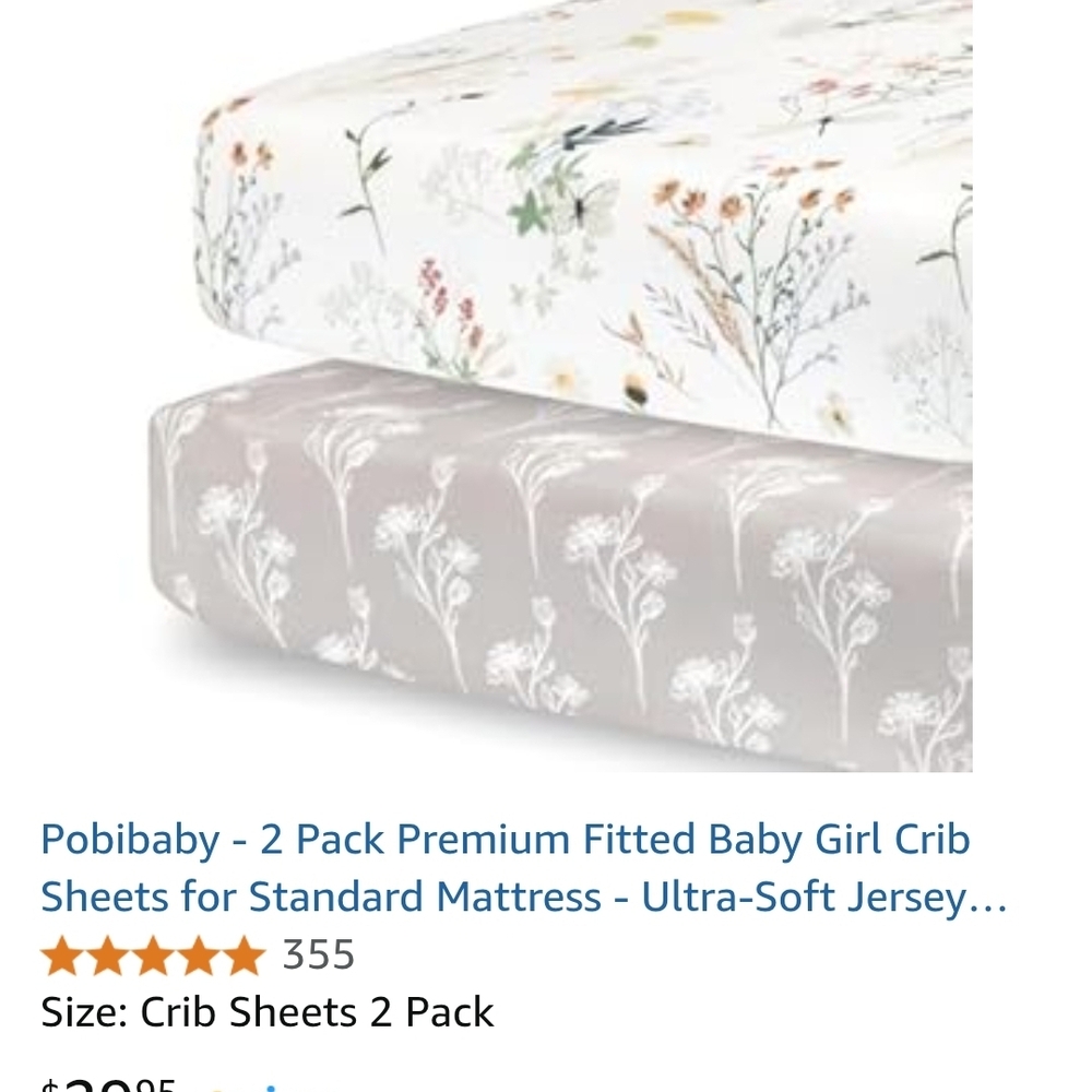 ❌️SOLD❌️BUNDLE Floral and Gray Crib Sheets - 2 Pack